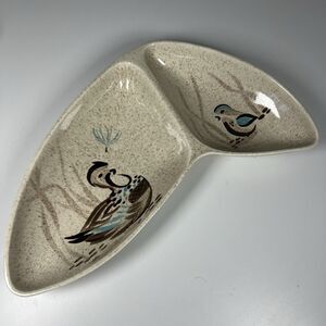 Vintage Mid-Century Red Wing Pottery Bob White Boomerang, Divided Serving Dish